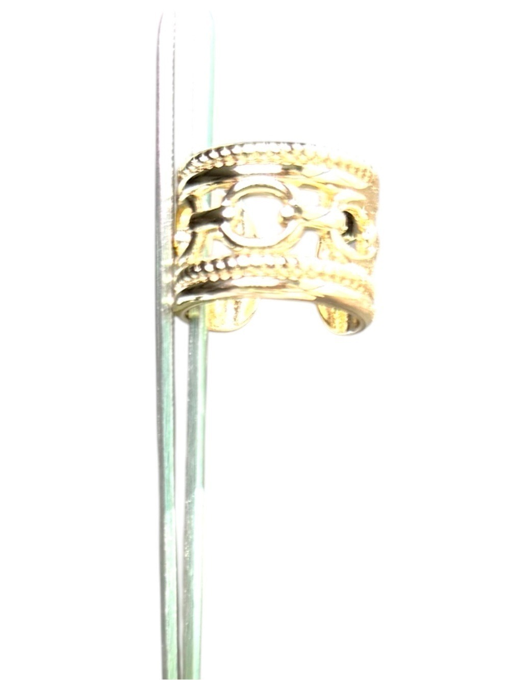 14K Gold Filled Chain Link Twisted Rope Frame Ring Adjustable - Picture 5 of 5